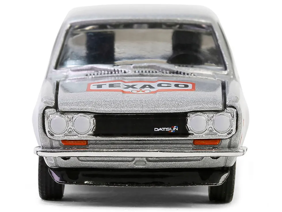 1970 Nissan Datsun 510 #28 "Texaco" Silver Metallic and White with Red Stripes "Texaco Special Edition" Series 1 1/64 Diecast Model Car by Greenlight