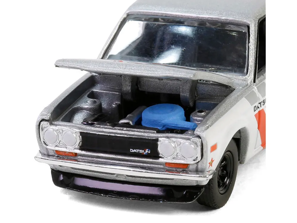 1970 Nissan Datsun 510 #28 "Texaco" Silver Metallic and White with Red Stripes "Texaco Special Edition" Series 1 1/64 Diecast Model Car by Greenlight