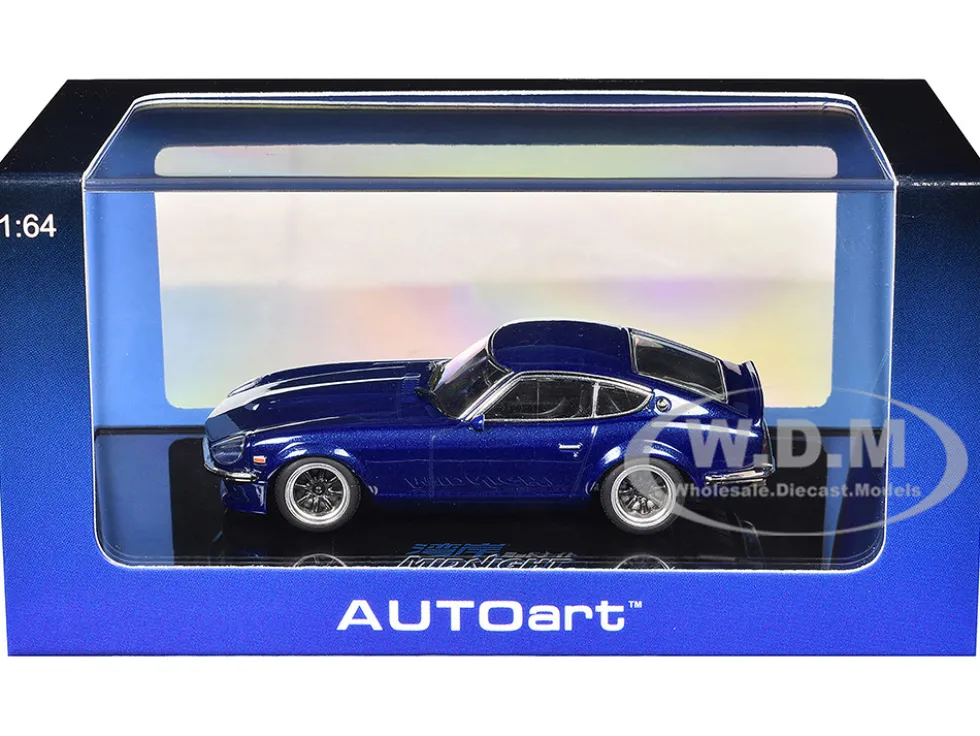 Nissan Fairlady Z RHD (Right Hand Drive) "Akuma No Z" Blue Metallic "Wangan Midnight - Comic #4 Version" Manga 1/64 Model Car by Autoart