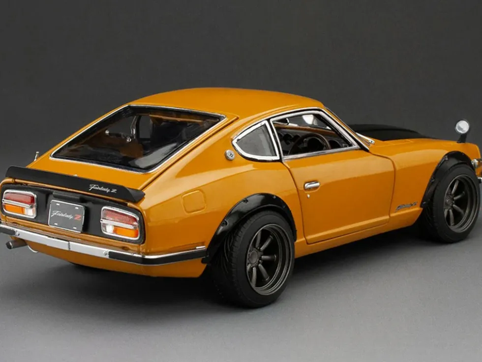 1970 Nissan Fairlady Z (S30) RHD (Right Hand Drive) Orange with Carbon Hood "Asian Collectibles" Series 1/18 Diecast Model Car by Sun Star