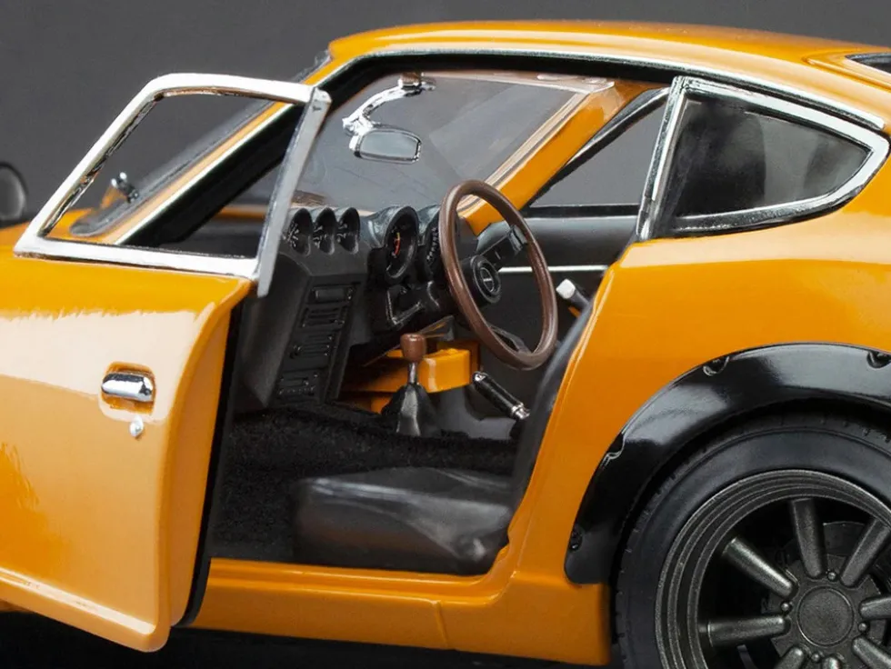 1970 Nissan Fairlady Z (S30) RHD (Right Hand Drive) Orange with Carbon Hood "Asian Collectibles" Series 1/18 Diecast Model Car by Sun Star