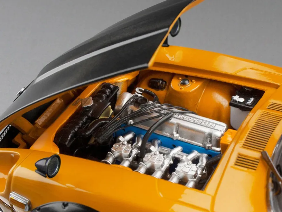 1970 Nissan Fairlady Z (S30) RHD (Right Hand Drive) Orange with Carbon Hood "Asian Collectibles" Series 1/18 Diecast Model Car by Sun Star