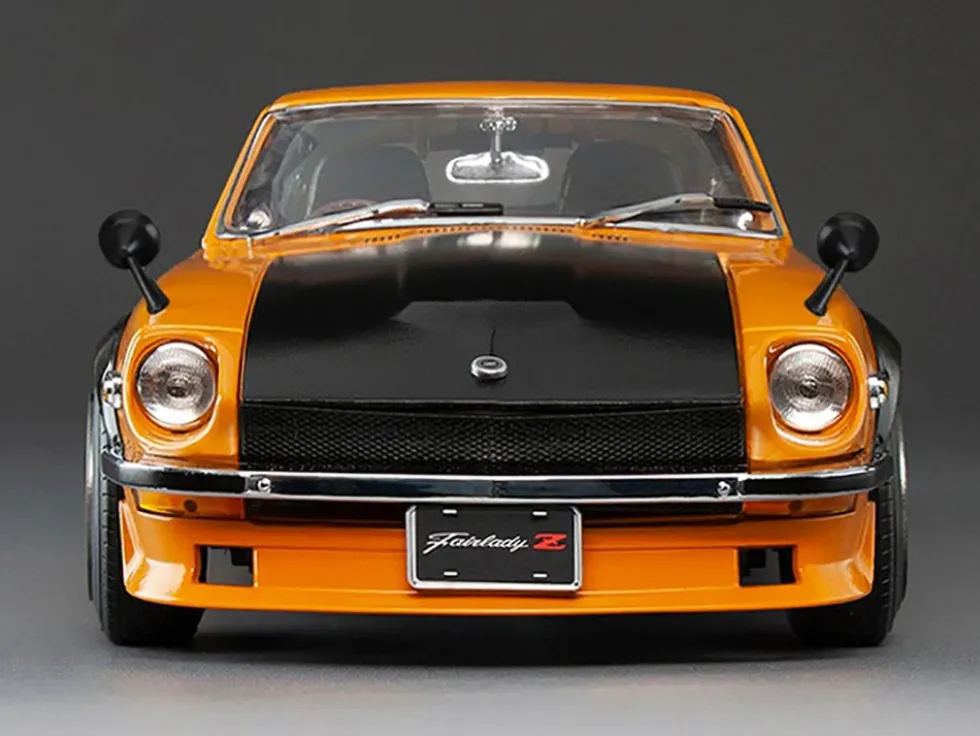 1970 Nissan Fairlady Z (S30) RHD (Right Hand Drive) Orange with Carbon Hood "Asian Collectibles" Series 1/18 Diecast Model Car by Sun Star