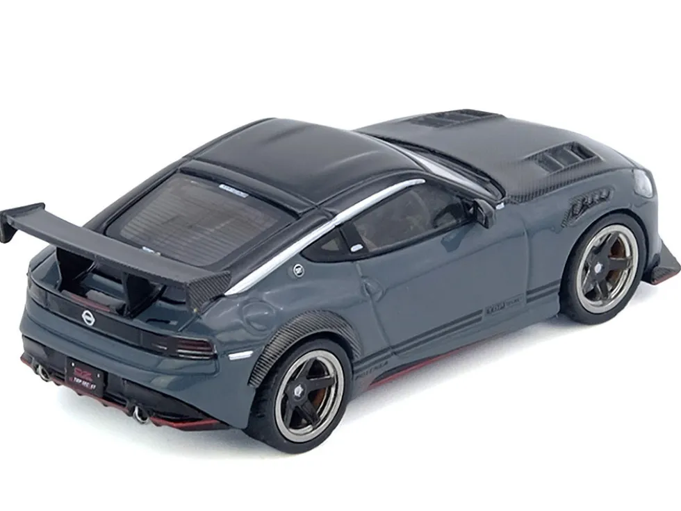 Nissan Fairlady Z "Top Secret" (RZ34) RHD (Right Hand Drive) Stealth Gray with Carbon Hood and Black Top 1/64 Diecast Model Car by Inno Models