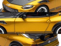 Nissan Fairlady Z Top Secret (RZ34) RHD (Right Hand Drive) Gold Metallic with Carbon Hood and Black Top 1/64 Diecast Model Car by Inno Models