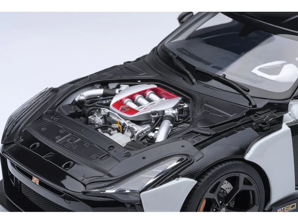 Nissan GT-R50 By ItalDesign Black and White Metallic 1/18 Model Car by Autoart