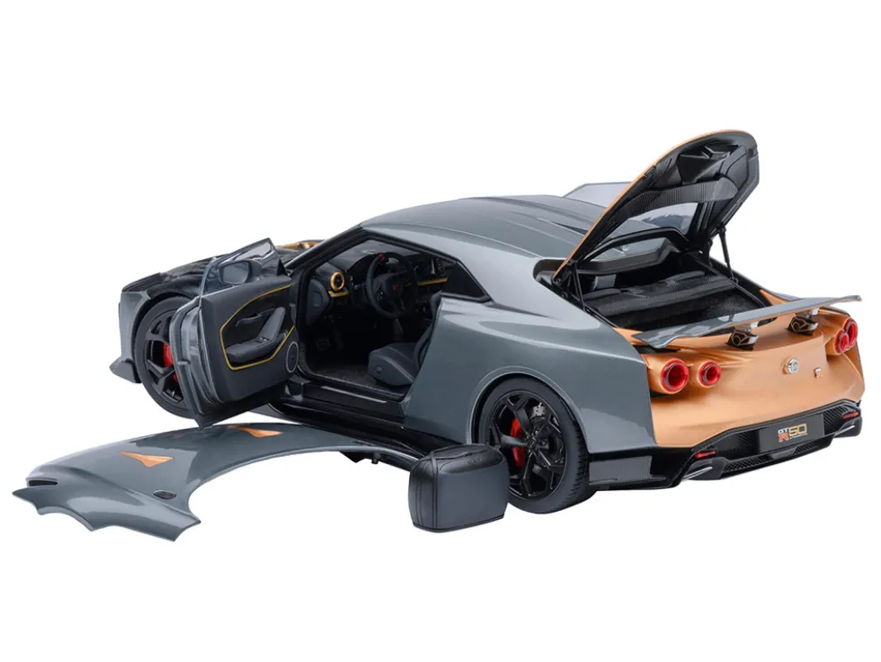 Nissan GT-R50 By ItalDesign "Goodwood Version" Liquid Kinetic Gray Metallic with Gold Accents 1/18 Model Car by Autoart