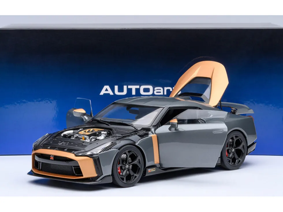 Nissan GT-R50 By ItalDesign "Goodwood Version" Liquid Kinetic Gray Metallic with Gold Accents 1/18 Model Car by Autoart