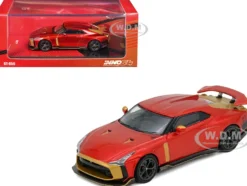 Nissan GT-R50 By ItalDesign Red Metallic with Gold Accents 1/64 Diecast Model Car by Inno Models