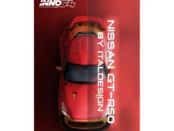 Nissan GT-R50 By ItalDesign Red Metallic with Gold Accents 1/64 Diecast Model Car by Inno Models