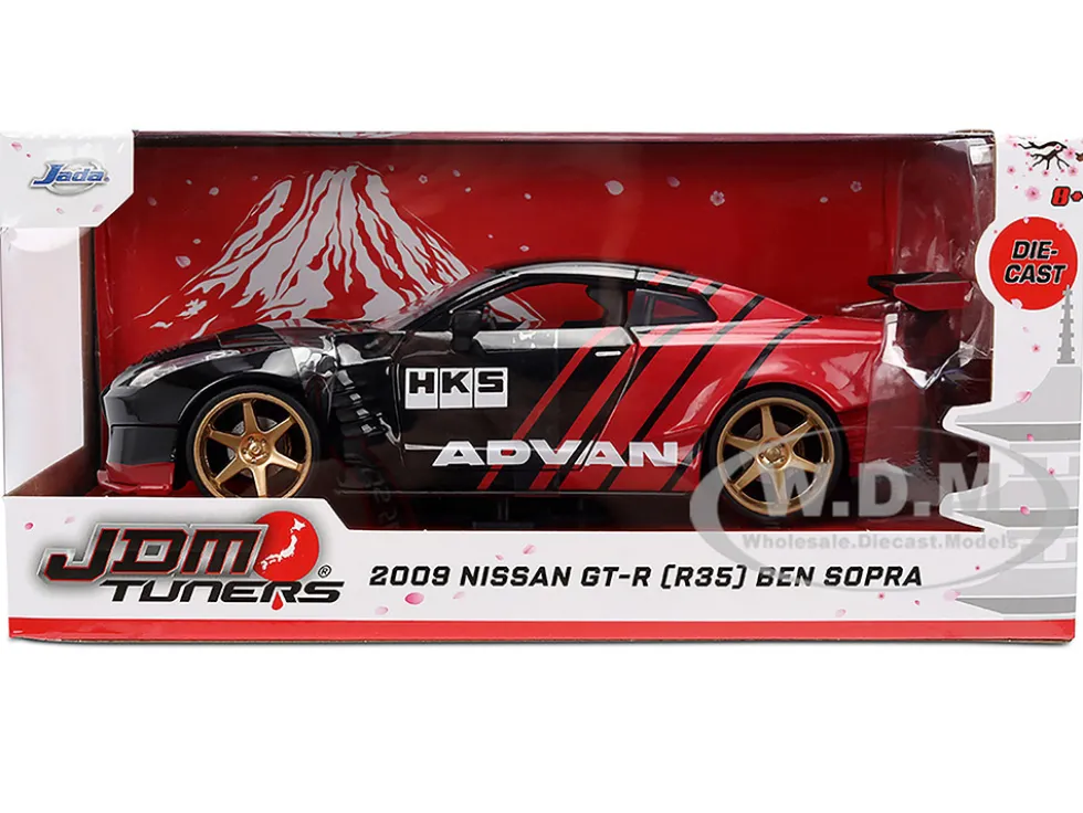 2009 Nissan GT-R (R35) Ben Sopra "Advan" Black and Red "JDM Tuners" Series 1/24 Diecast Model Car by Jada
