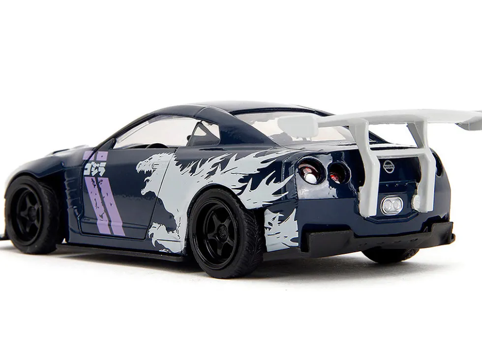 2009 Nissan GT-R (R35) Ben Sopra Dark Blue with Graphics "Godzilla" "Hollywood Rides" Series 1/32 Diecast Model Car by Jada