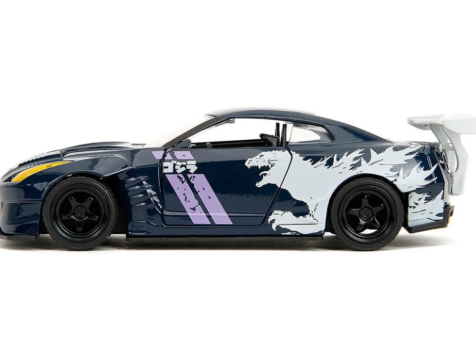 2009 Nissan GT-R (R35) Ben Sopra Dark Blue with Graphics "Godzilla" "Hollywood Rides" Series 1/32 Diecast Model Car by Jada