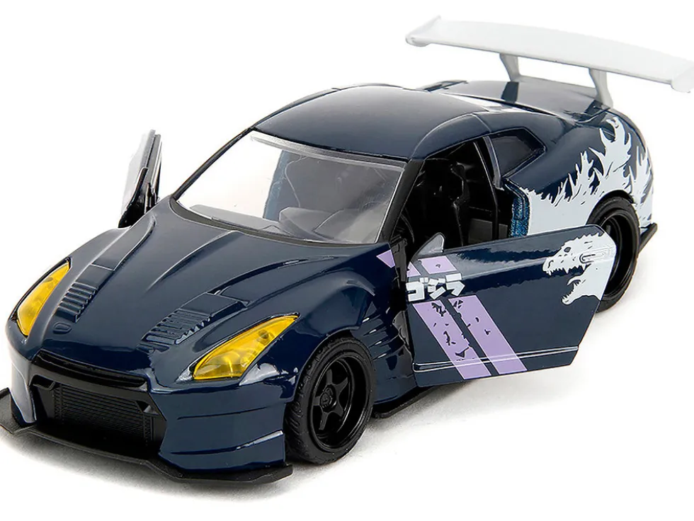 2009 Nissan GT-R (R35) Ben Sopra Dark Blue with Graphics "Godzilla" "Hollywood Rides" Series 1/32 Diecast Model Car by Jada