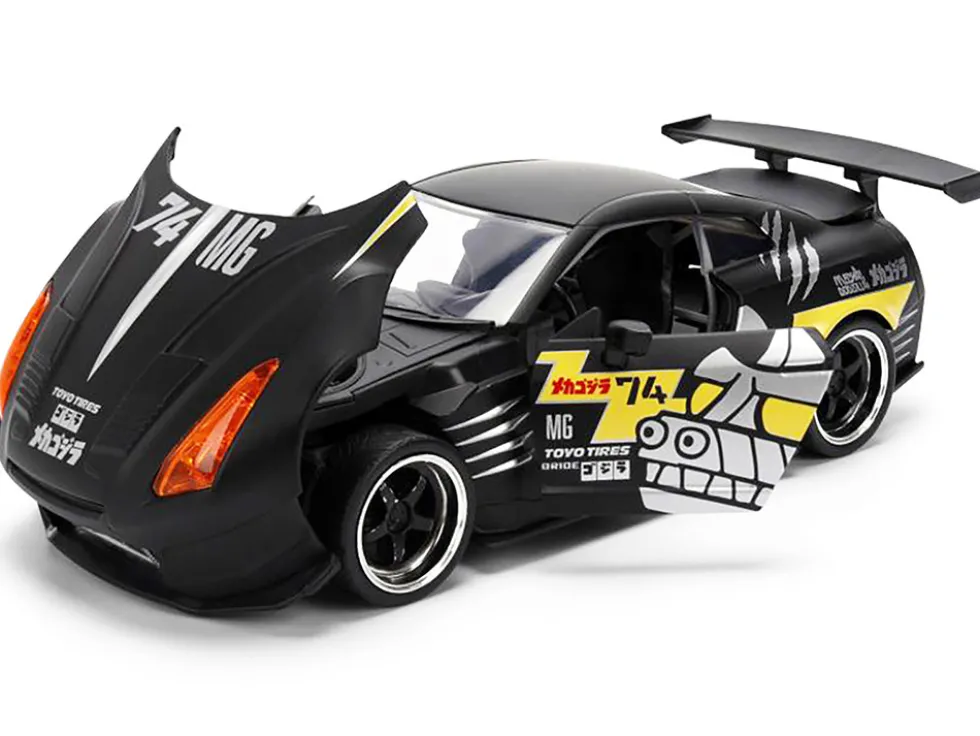 2009 Nissan GT-R (R35) Ben Sopra Matt Black with "Mechagodzilla" Graphics "Hollywood Rides" Series 1/24 Diecast Model Car by Jada