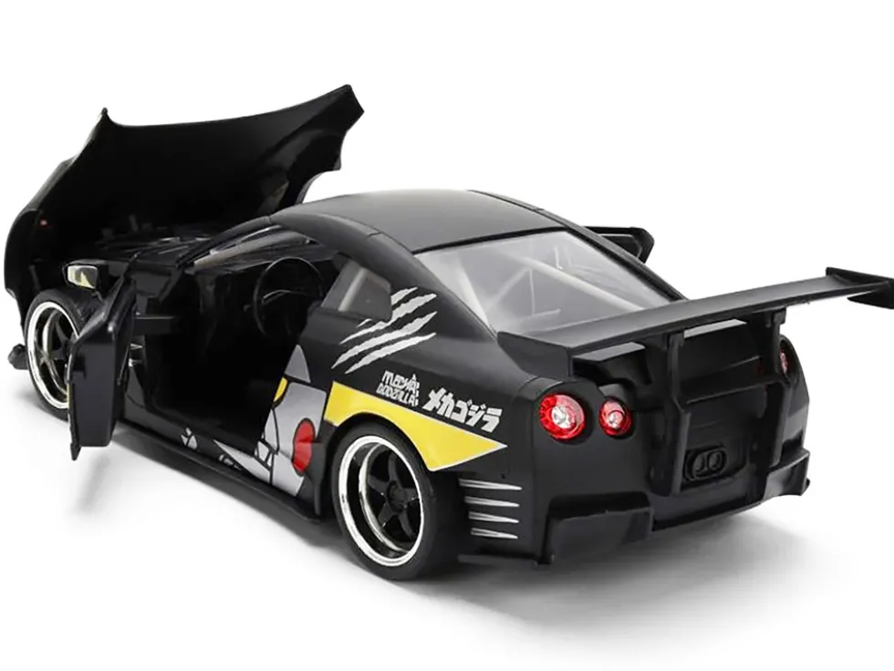 2009 Nissan GT-R (R35) Ben Sopra Matt Black with "Mechagodzilla" Graphics "Hollywood Rides" Series 1/24 Diecast Model Car by Jada