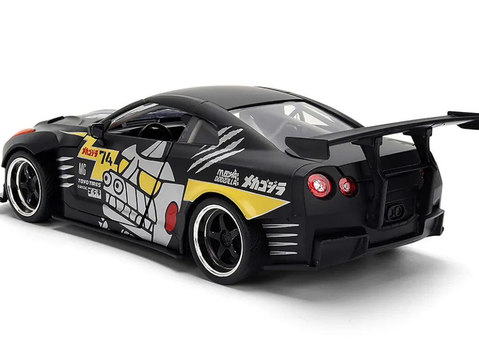 2009 Nissan GT-R (R35) Ben Sopra Matt Black with "Mechagodzilla" Graphics "Hollywood Rides" Series 1/24 Diecast Model Car by Jada