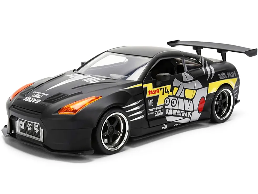 2009 Nissan GT-R (R35) Ben Sopra Matt Black with "Mechagodzilla" Graphics "Hollywood Rides" Series 1/24 Diecast Model Car by Jada