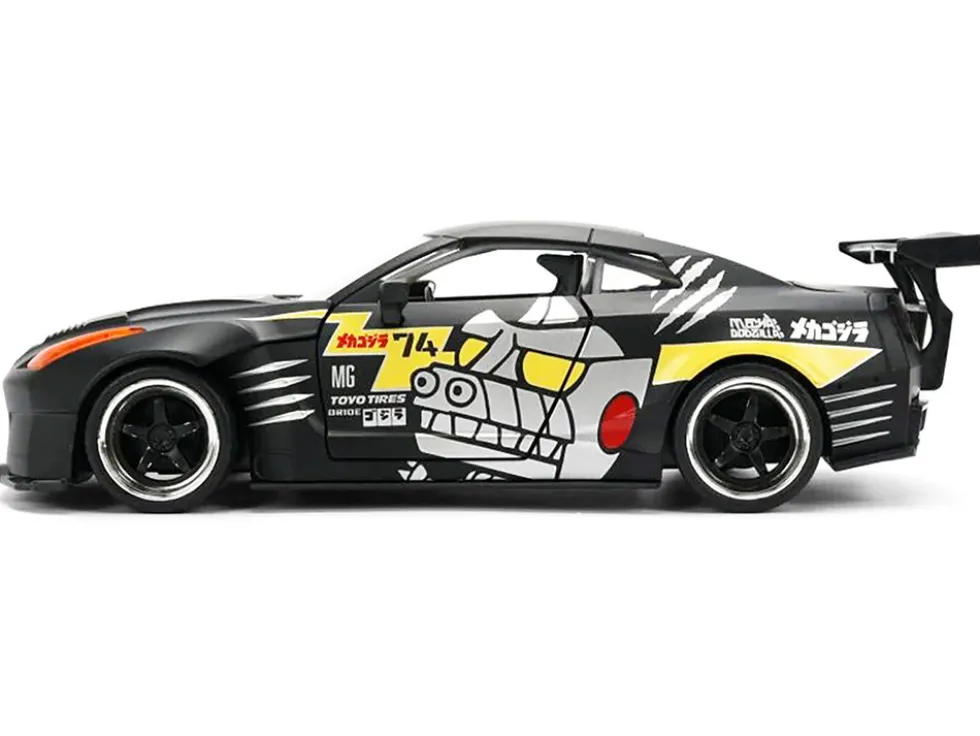 2009 Nissan GT-R (R35) Ben Sopra Matt Black with "Mechagodzilla" Graphics "Hollywood Rides" Series 1/24 Diecast Model Car by Jada