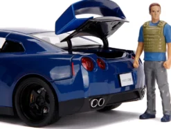 2009 Nissan GT-R R35 Blue Metallic Carbon Lights Brian Figurine Fast & Furious Movie 1/18 Diecast Model Car Jada 31142