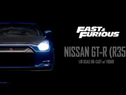 2009 Nissan GT-R R35 Blue Metallic Carbon Lights Brian Figurine Fast & Furious Movie 1/18 Diecast Model Car Jada 31142