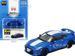 Nissan GT-R RHD Right Hand Drive Bayside Blue White Stripe 50th Anniversary Edition Limited Edition 1200 pieces 1/64 Diecast Model Car Era Car NS20GTRSP24B