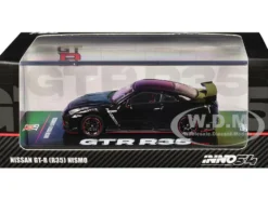 Nissan GT-R (R35) Nismo RHD (Right Hand Drive) Nismo Black with Carbon Hood and Top 1/64 Diecast Model Car by Inno Models