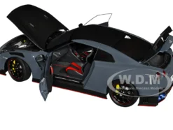 2022 Nissan GT-R (R35) Nismo Special Edition RHD (Right Hand Drive) Nismo Stealth Gray with Carbon Hood and Top 1/18 Model Car by Autoart