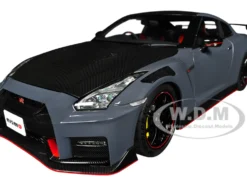 2022 Nissan GT-R (R35) Nismo Special Edition RHD (Right Hand Drive) Nismo Stealth Gray with Carbon Hood and Top 1/18 Model Car by Autoart