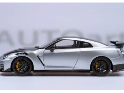 2022 Nissan GT-R (R35) Nismo Special Edition RHD (Right Hand Drive) Ultimate Metal Silver with Carbon Hood and Top 1/18 Model Car by Autoart
