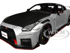 2022 Nissan GT-R (R35) Nismo Special Edition RHD (Right Hand Drive) Ultimate Metal Silver with Carbon Hood and Top 1/18 Model Car by Autoart