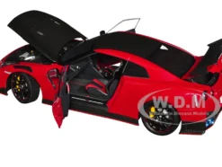2022 Nissan GT-R (R35) Nismo Special Edition RHD (Right Hand Drive) Vibrant Red with Carbon Hood and Top 1/18 Model Car by Autoart