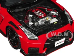 2022 Nissan GT-R (R35) Nismo Special Edition RHD (Right Hand Drive) Vibrant Red with Carbon Hood and Top 1/18 Model Car by Autoart