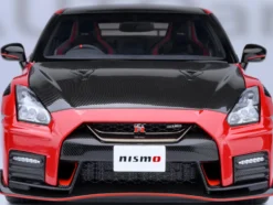 2022 Nissan GT-R (R35) Nismo Special Edition RHD (Right Hand Drive) Vibrant Red with Carbon Hood and Top 1/18 Model Car by Autoart
