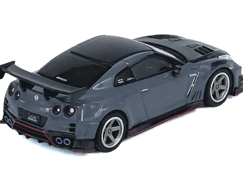 2024 Nissan GT-R (R35) Nismo "Top Secret" RHD (Right Hand Drive) Gray with Carbon Hood and Top "Hong Kong Toy Car Salon 2024 Special Edition" 1/64 Diecast Model Car by Inno Models