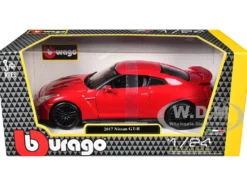 2017 Nissan GT-R R35 Red 1/24 Diecast Car Model BBurago 21082
