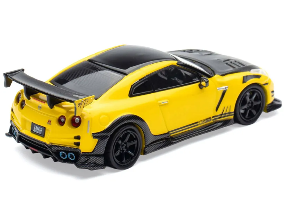 Nissan GT-R (R35) RHD (Right Hand Drive) Yellow with Carbon Hood and Black Top "The Model Car Show Singapore 2025 Event Edition" 1/64 Diecast Model Car by Inno Models