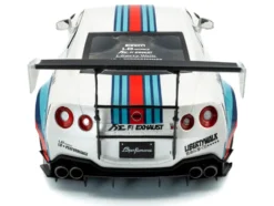 2024 Nissan GT-R (R35) RHD (Right Hand Drive) with Liberty Walk 2.0 Body Kit "Martini Racing" White with Stripes 1/18 Diecast Model Car by Solido