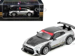 Nissan GT-R (R35) Top Secret RHD (Right Hand Drive) Silver Metallic with Carbon Hood and Top "Tokyo Auto Salon Hong Kong 2025 Event Edition" 1/64 Diecast Model Car by Inno Models