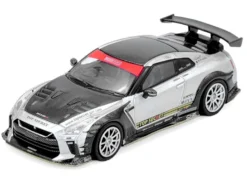 Nissan GT-R (R35) Top Secret RHD (Right Hand Drive) Silver Metallic with Carbon Hood and Top "Tokyo Auto Salon Hong Kong 2025 Event Edition" 1/64 Diecast Model Car by Inno Models