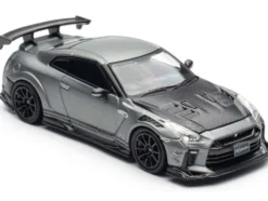 Nissan GT-R (R35) "Top Secret" RHD (Right Hand Drive) Gray Metallic with Carbon Hood "IAM Bangkok 2025 Event Edition" 1/64 Diecast Model Car by Inno Models