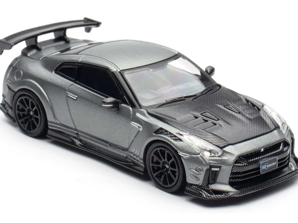 Nissan GT-R (R35) "Top Secret" RHD (Right Hand Drive) Gray Metallic with Carbon Hood "IAM Bangkok 2025 Event Edition" 1/64 Diecast Model Car by Inno Models