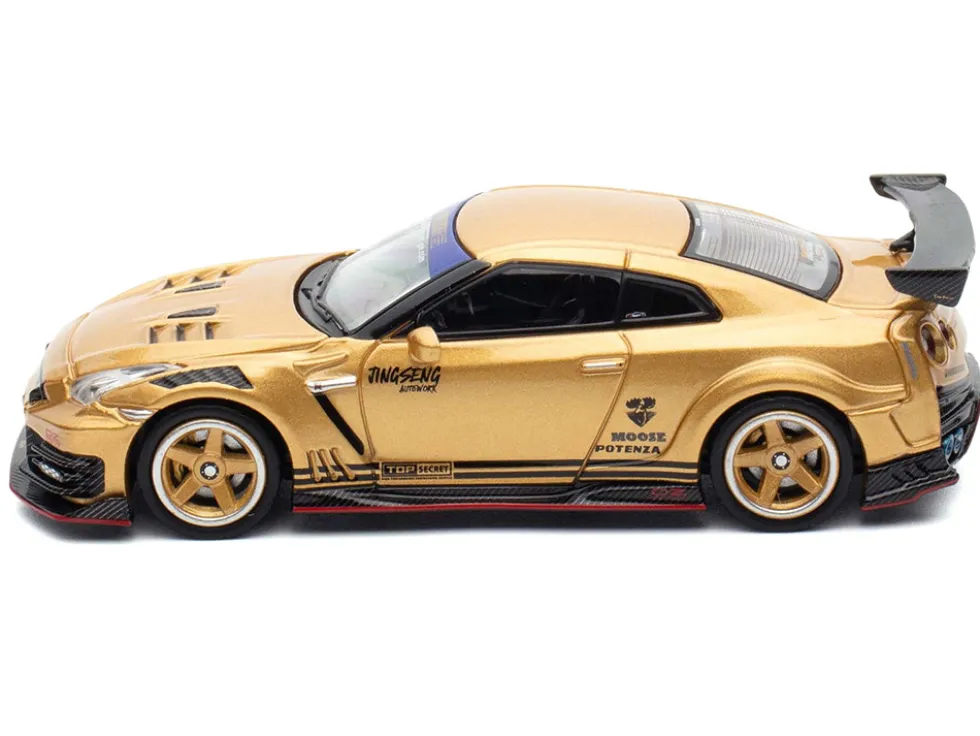 Nissan GT-R (R35) Top Secret Thailand RHD (Right Hand Drive) Gold Metallic "Thailand Diecast Expo 2025 Event Edition" 1/64 Diecast Model Car by Inno Models