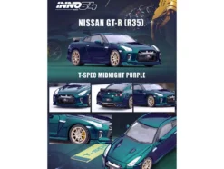 Nissan GT-R (R35) T-Spec RHD (Right Hand Drive) Midnight Purple Metallic 1/64 Diecast Model Car by Inno Models