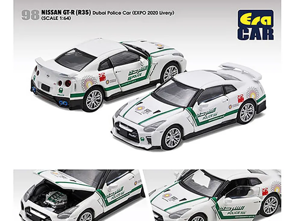 Nissan GT-R R35 White Dubai Police EXPO 2020 Livery Limited Edition to 720 pieces Worldwide 1/64 Diecast Model Car Era Car NS21GTR98