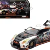 Nissan GT-R (R35) Widebody RHD (Right Hand Drive) Black and White with Graphics "AORUS X INNO64 Limited Edition" 1/64 Diecast Model Car by Inno Models