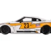 Nissan LB Silhouette WORKS GT 35GT RR Ver 1 RHD Right Hand Drive #23 White with Yellow Stripes LB Racing 1/18 Model Car Top Speed TS0465