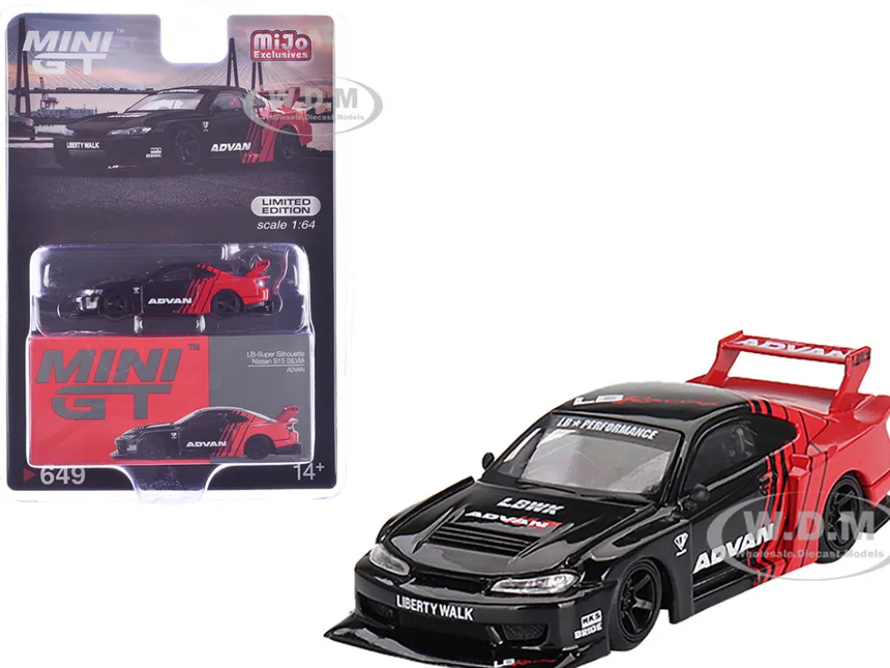 Nissan "LB-Super Silhouette" S15 SILVIA RHD (Right Hand Drive) Red and Black "ADVAN" Limited Edition 1/64 Diecast Model Car by Mini GT
