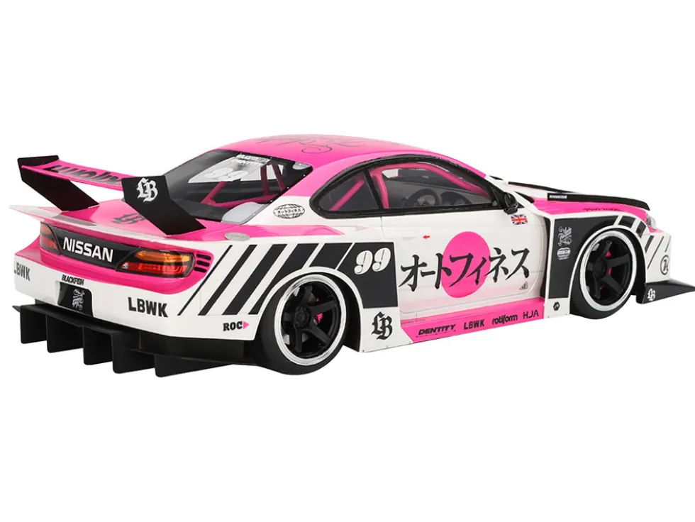 Nissan "LB-Super Silhouette" S15 SILVIA RHD (Right Hand Drive) #99 "Auto Finesse - SEMA 2023" White and Pink 1/18 Model Car by Top Speed