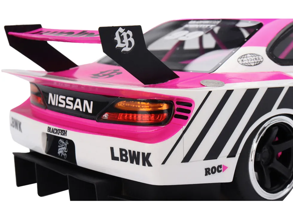 Nissan "LB-Super Silhouette" S15 SILVIA RHD (Right Hand Drive) #99 "Auto Finesse - SEMA 2023" White and Pink 1/18 Model Car by Top Speed